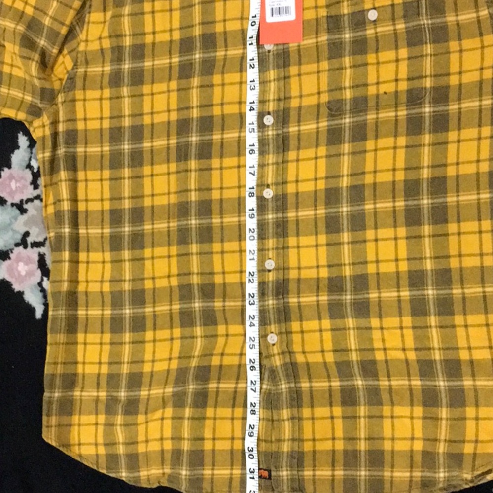 THE NORMAL BRAND CLASSIC GINGHAM BUTTON UP GOLD PLAID FLANNEL SHIRT AUTU… - Picture 8 of 12